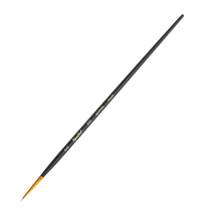 Кисть Roubloff рыжая жесткая Синтетика серия 1317 № 0 ручка длинная черная матовая/ желтая обойма  #1