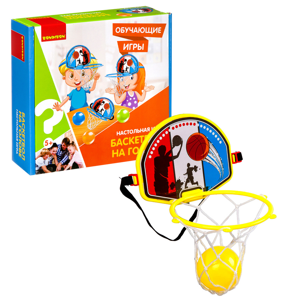 Активная игра для детей "Баскетбол на голове" Bondibon развивающая игрушка, игровой набор для подвижных #1