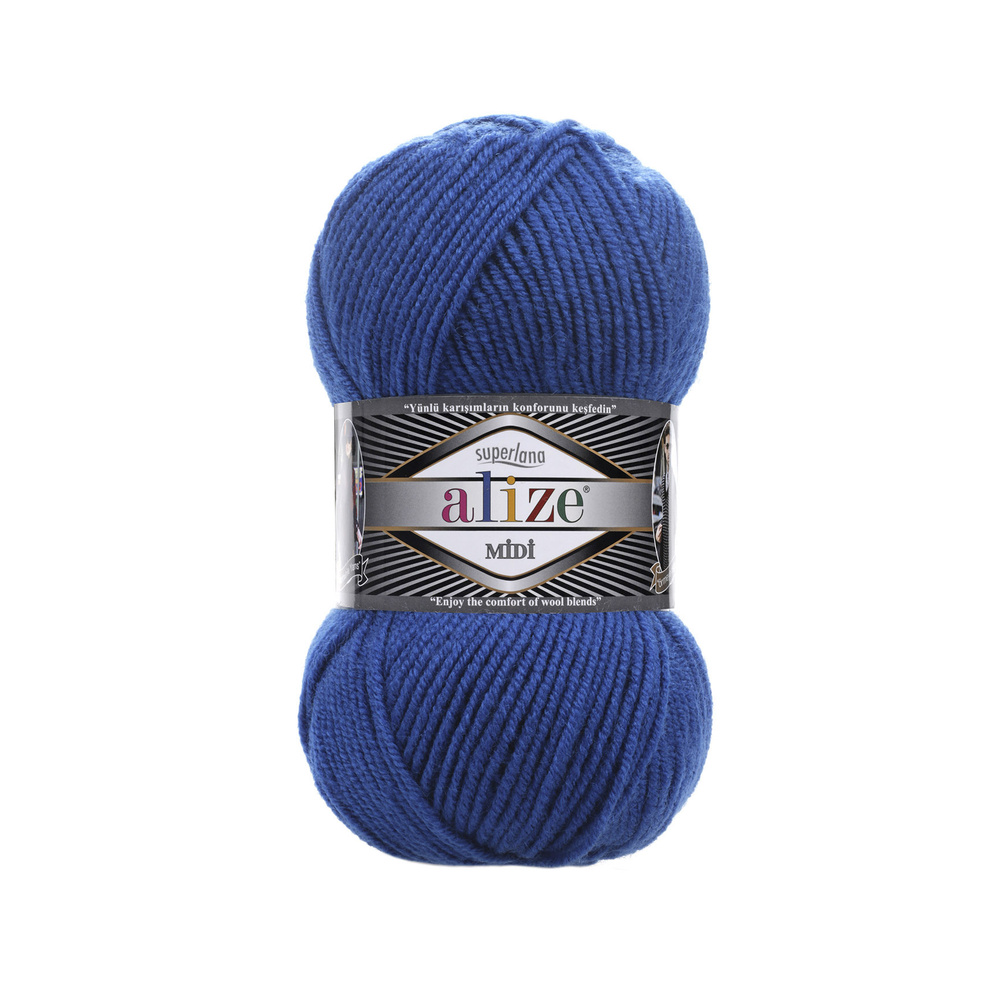 Пряжа для вязания ALIZE SUPERLANA MIDI, цвет: 141 (василек); 2 мотка, состав: 25% шерсть, 75% акрил, #1