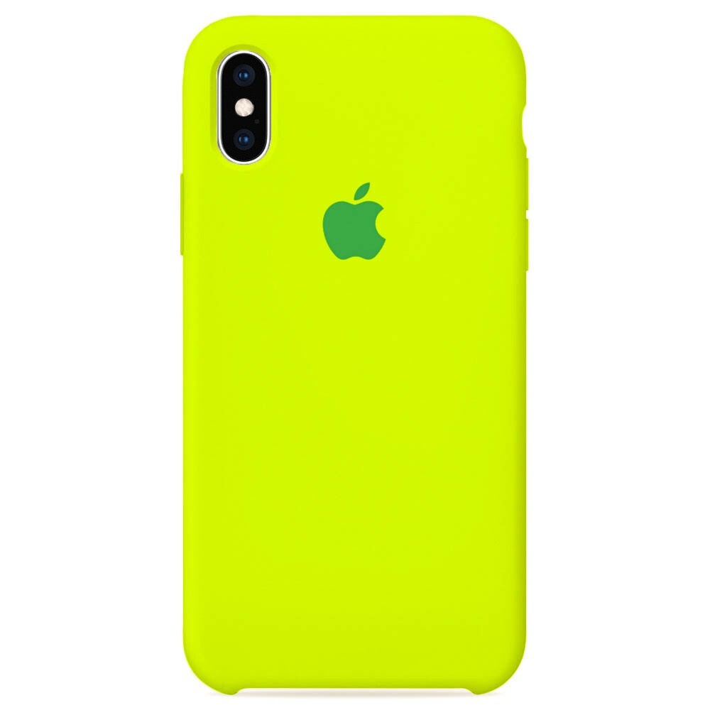 Силиконовый чехол для смартфона Silicone Case на iPhone Xs MAX / Айфон Xs MAX с логотипом, лаймовый  #1