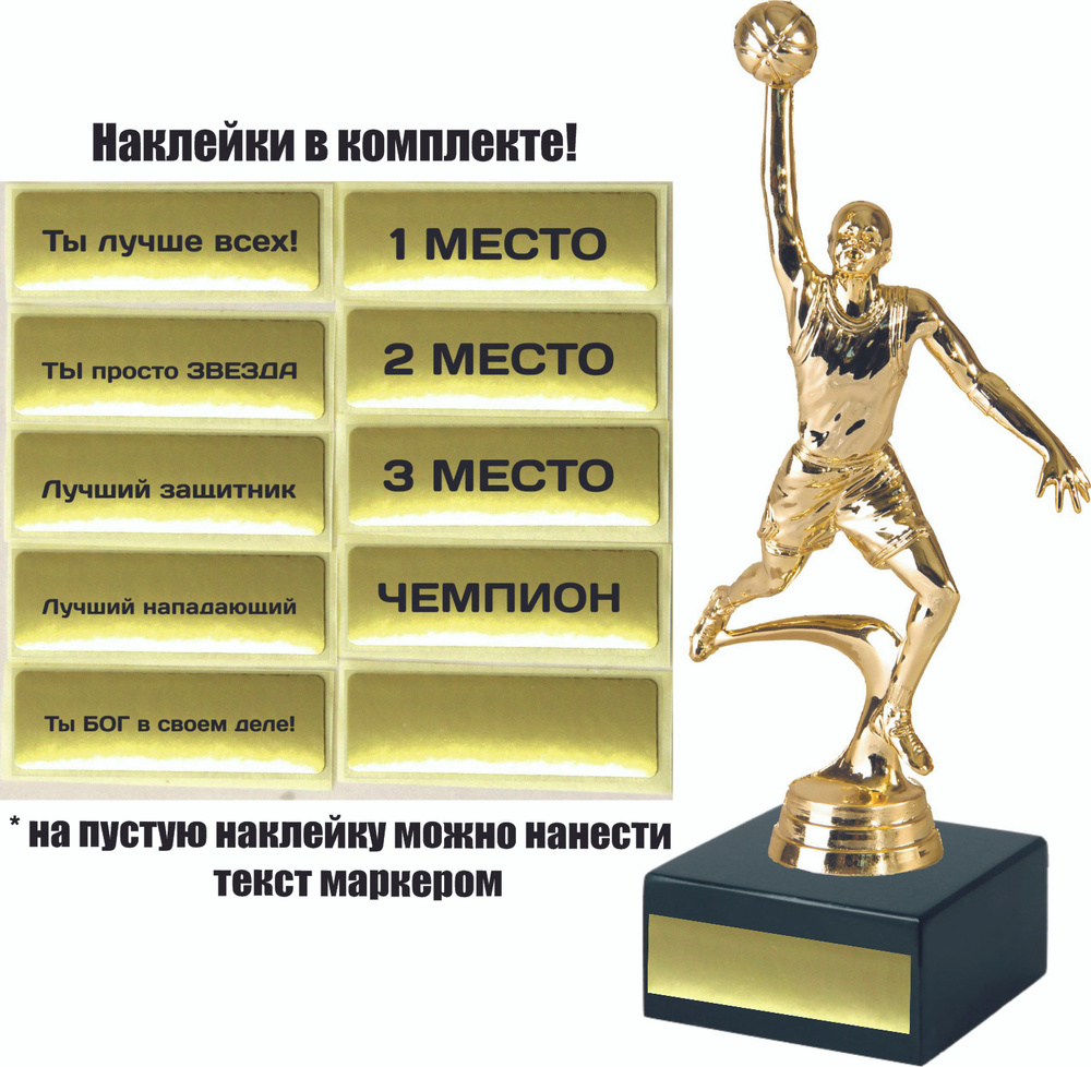 Награда - подарок, статуэтка "Баскетбол" (высота 21 см). №5 + 10шт наклеек  #1