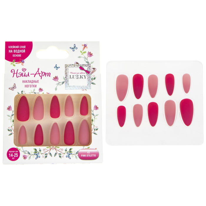 Набор косметики Lukky Нэйл-Арт многоразовые накладные ногти Pink Stiletto  #1