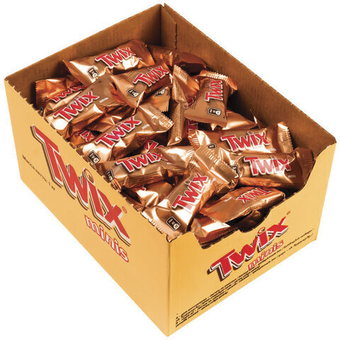 Конфеты шоколадные TWIX minis, весовые, 1 кг, картонная упаковка, 57237  #1