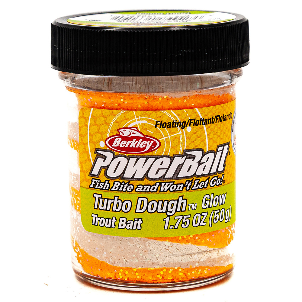 Форелевая паста BERKLEY PowerBait Turbo DOUGH 50 гр Glow (Trout Dough, цв. Оранжевый/Белый) / Паста Беркли #1