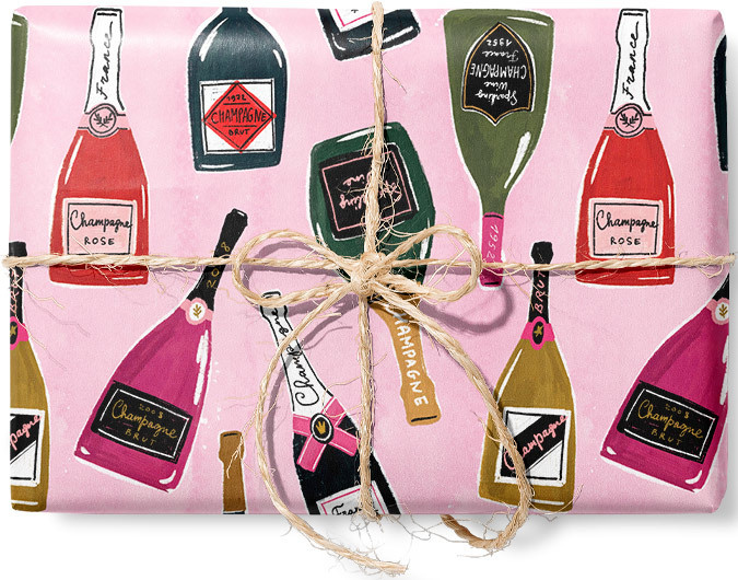 Упаковочная подарочная бумага Шампанское на розовом фоне Красота в Деталях лист 70х100 см  #1
