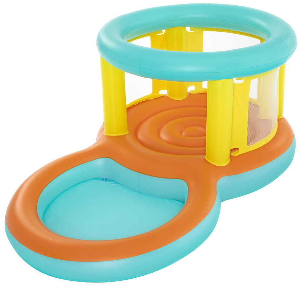 Детский игровой надувной батут Bestway "Jumptopia" с защитной сеткой и бассейном для купания и плавания, #1
