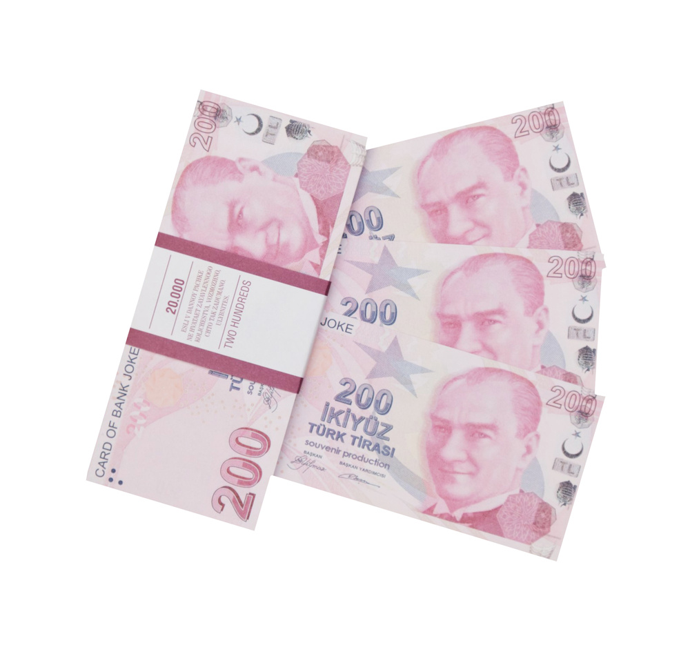 Деньги сувенирные игрушечные купюры номинал 200 турецких лир  #1