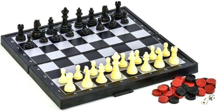 Шахматы, нарды, шашки магнитные пластиковые 3 в 1 (поле 29 см). Товар уцененный  #1