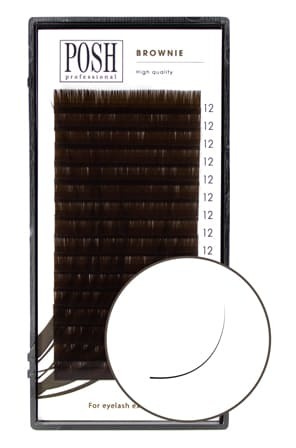 POSH LASH ресницы для наращивания темно-коричневые, изгиб C, 16 линий (Толщина: 0.07; Длина 12 мм)  #1
