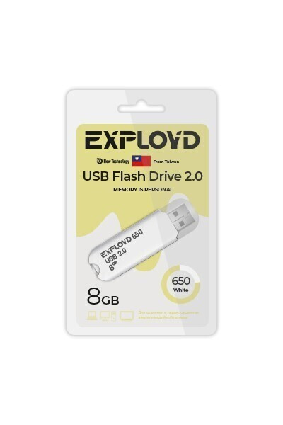 флеш-накопитель USB 2.0 8GB Exployd 650 (EX8GB650White) / флешка USB #1