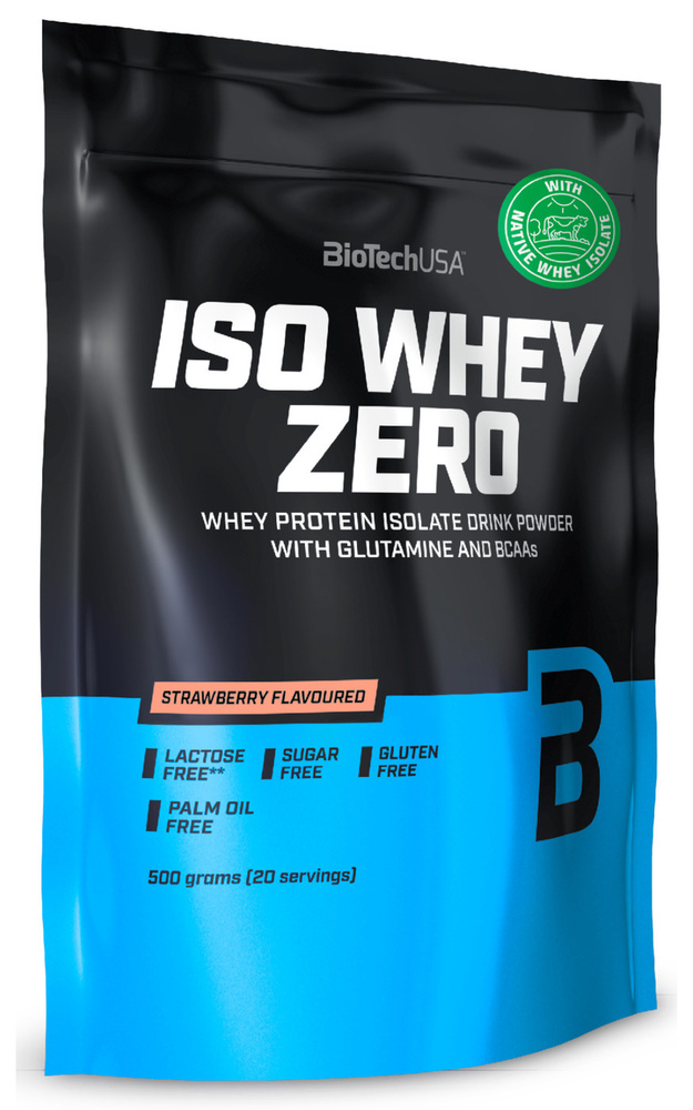 Сывороточный протеин изолят BioTechUSA Iso Whey Zero 500 г. клубника  #1