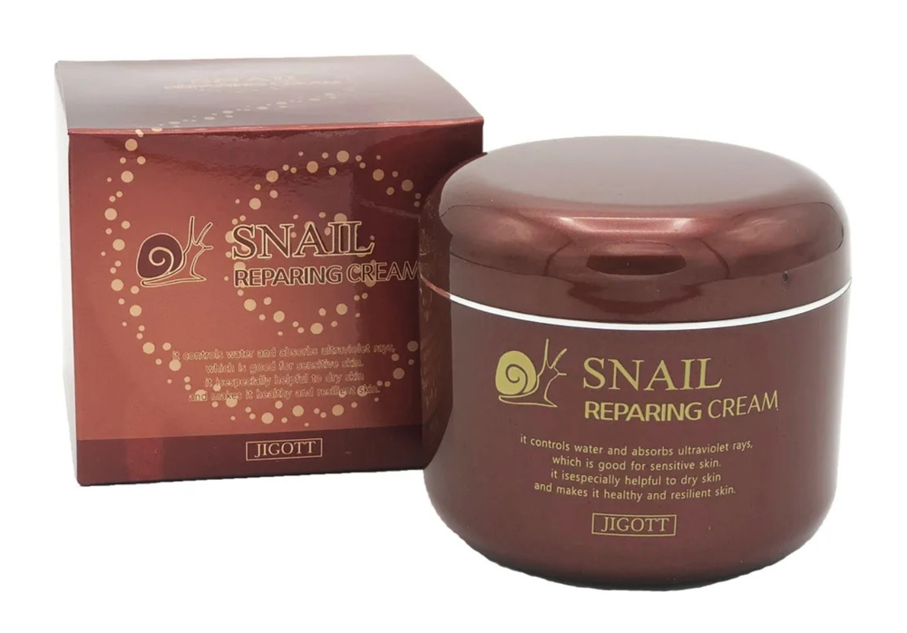 Jigott Snail Reparing Cream Восстанавливающий крем с муцином улитки  #1