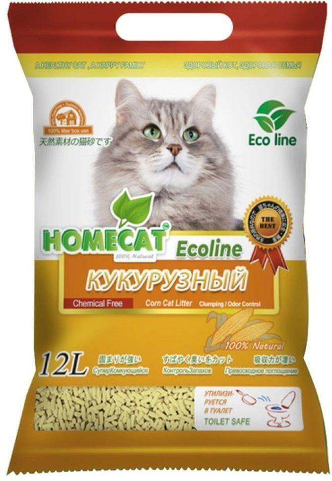 Homecat наполнитель Кукурузный комкующийся Эколайн, 12 л, 5,6 кг  #1