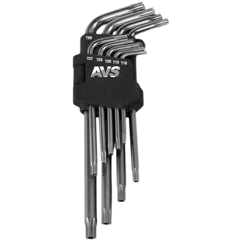 Набор ключей торцевых изогнутых torx с отверстием 9 предметов (t10-t50) txl-9h AVS A40159S  #1