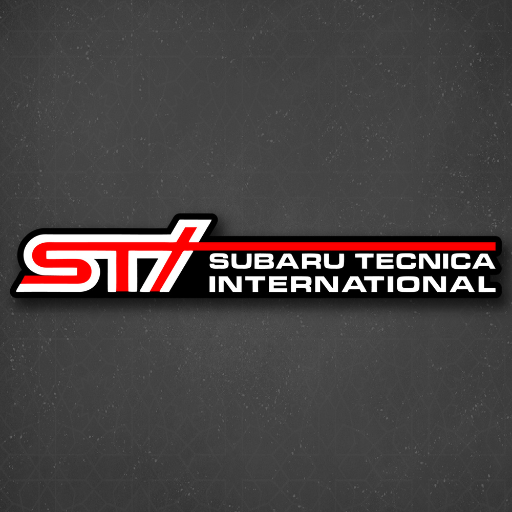Наклейка на авто "STI - Subaru tecnica international" 24x4 см #1