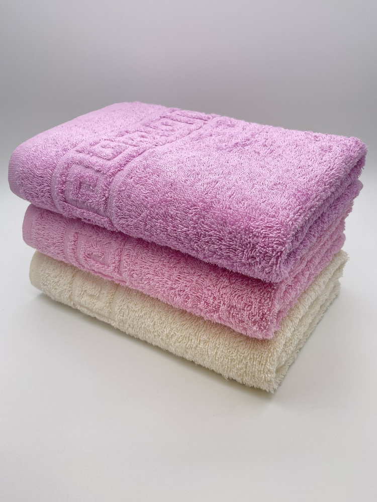 TM Textile Набор полотенец для лица, рук или ног, Хлопок, 50x90 см, светло-розовый, слоновая кость, 3 #1