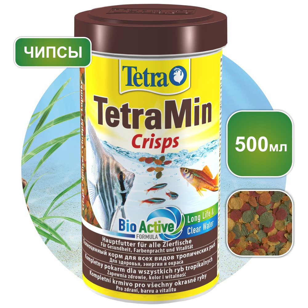 Корм для рыб Tetra TetraMin Crisps 500 мл, чипсы для всех видов аквариумных рыб  #1