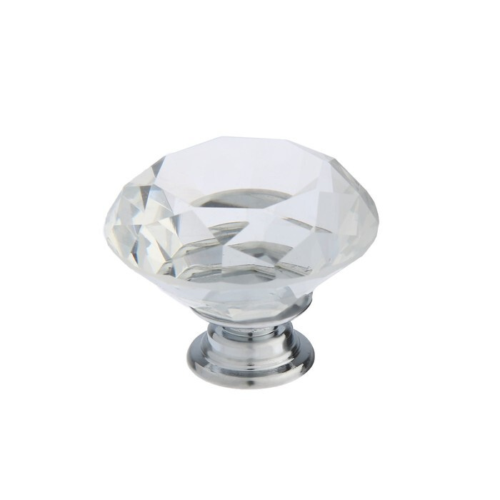 Мебельная ручка-кнопка Алмаз, стеклянная, d-40 мм #1
