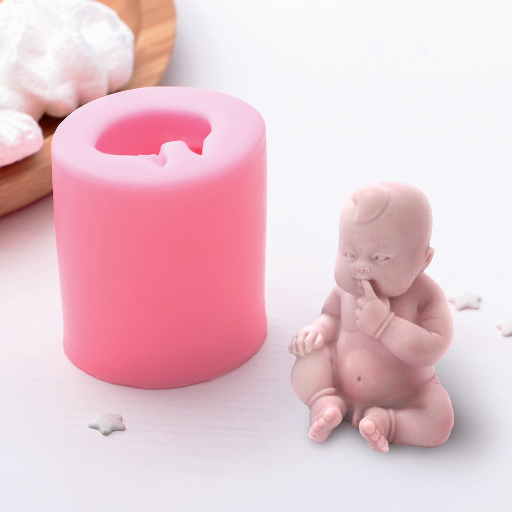 Силиконовый молд Доляна "Младенец", размер 5.5х4.5х6 см, цвет розовый  #1