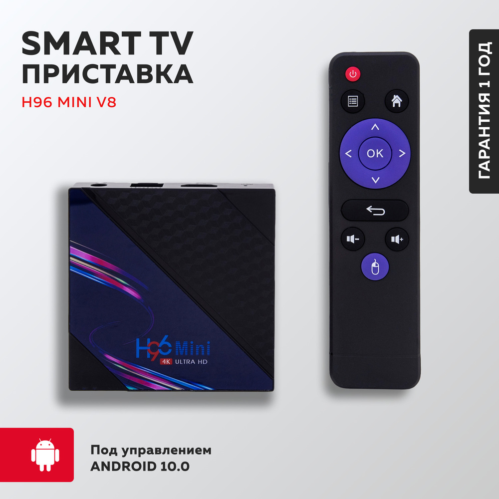 Смарт ТВ приставка H96 Mini V8 1Gb/8Gb (Smart TV Android), медиаплеер для телевизора  #1