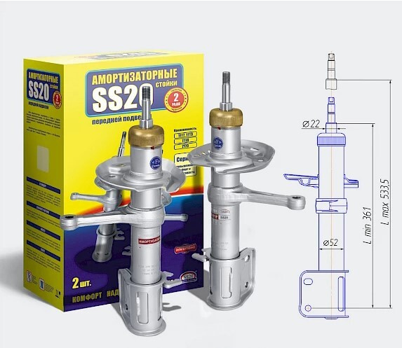 Амортизаторы передние ВАЗ 2170-2172 (Приора) "Комфорт Оптима" (2 шт, масляные) / SS20  #1