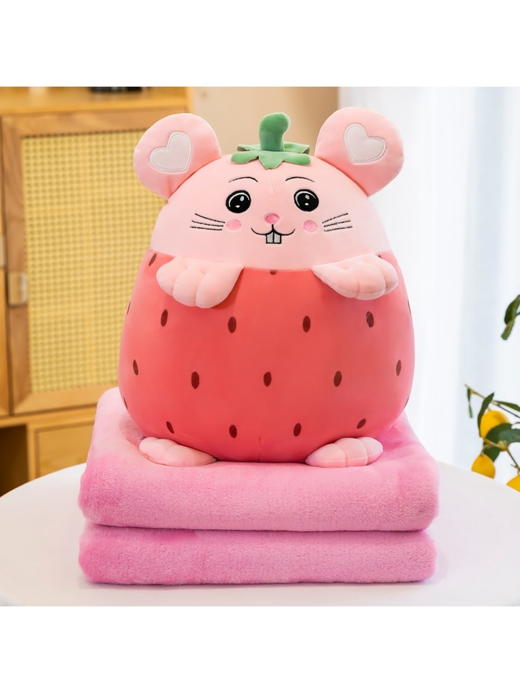 Мягкая игрушка, подушка, муфта для рук, Мышонок с пледом 110*155 см (розовый)  #1