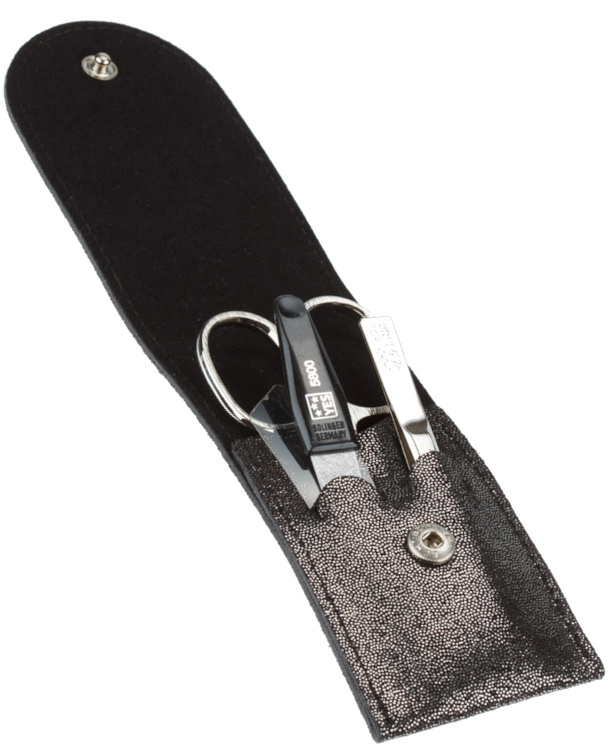 YES Маникюрный набор, Германия, 3 пр.: ножницы для кутикулы, пинцет скошенный, пилка металлическая Футляр: #1
