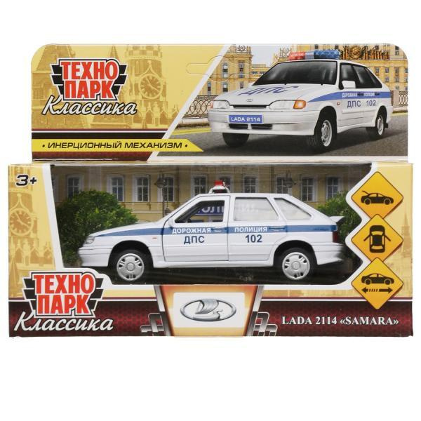 Машина Технопарк Lada-2114 Samara Полиция 12 см белая металл инерция, 2114-12POL-WH  #1