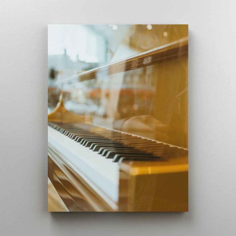 Интерьерная картина на холсте "Пианино в отражении" музыка и музыкальные инструменты, размер 30x40 см #1
