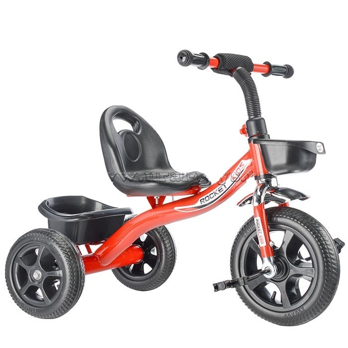 Велосипед трехколесный детский, две корзинки, сиденье со спинкой, 116, красный  #1