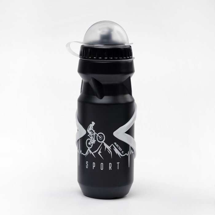 Бутылка для воды велосипедная, 650 мл, с креплением, чёрная  #1