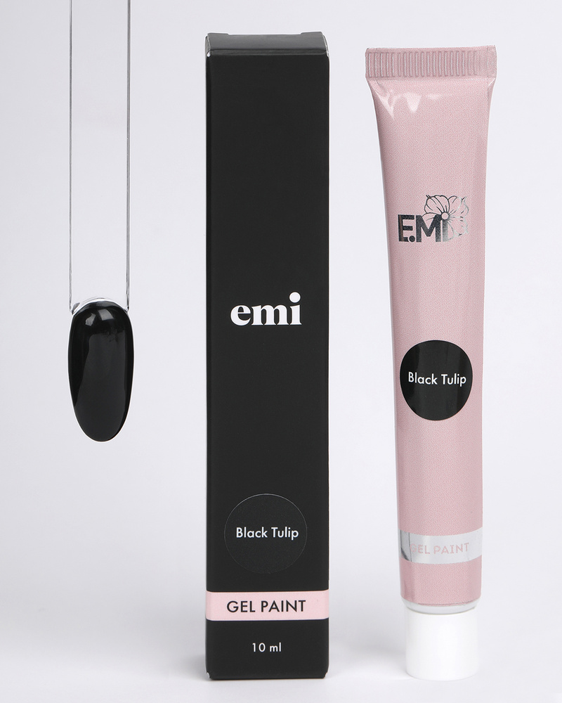 EMI Гель-краска для ногтей Черный тюльпан, черная, для дизайна ногтей и маникюра, 10 мл  #1