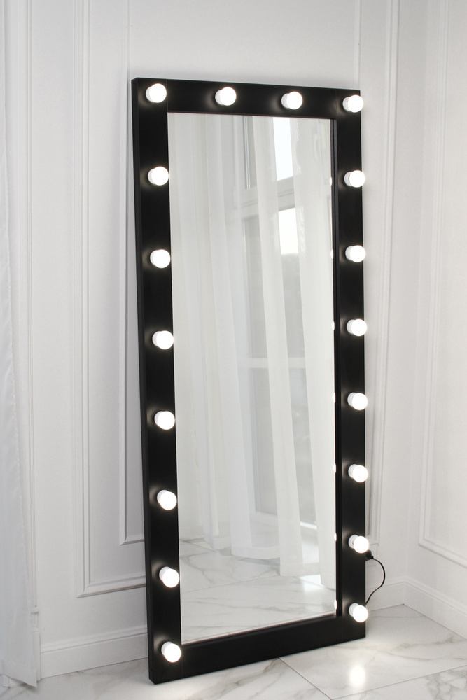Зеркало с лампочками в полный рост 175-75см ЧЕРНОЕ #1