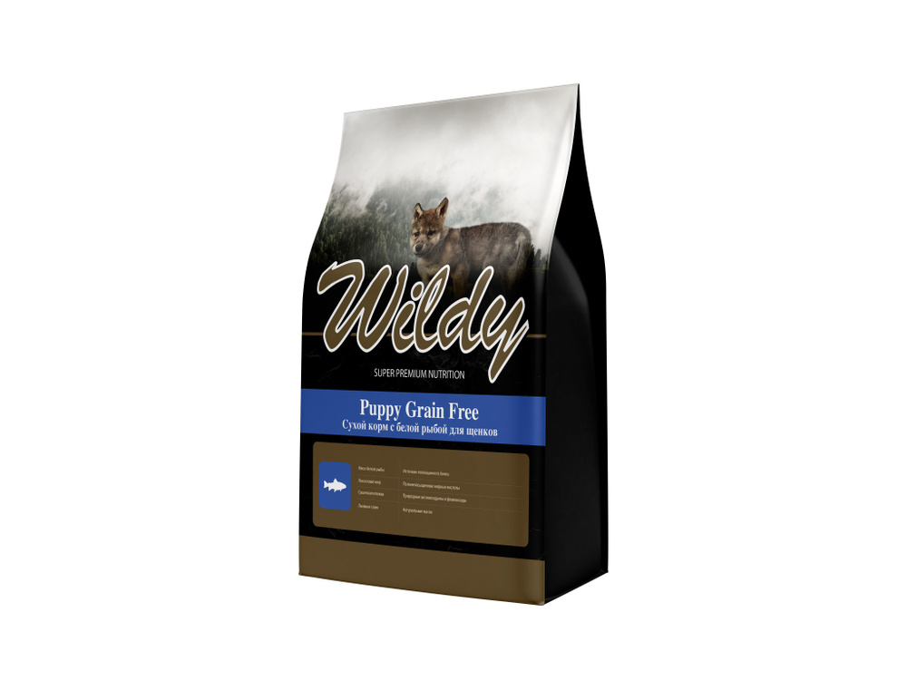 Корм сухой Wildy Puppy Grain Free для щенков, с белой рыбой, 3 кг #1