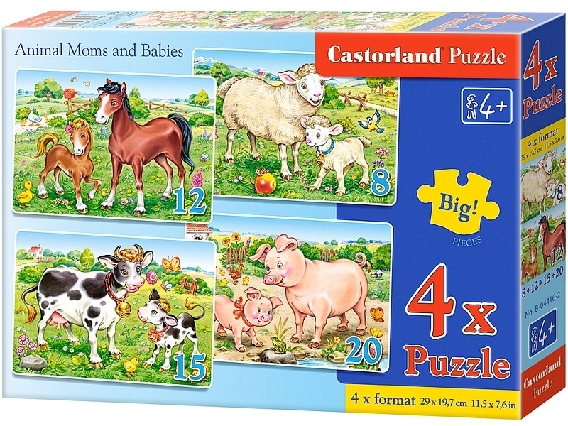 Пазлы для детей и малышей Castorland Домашние животные, 8+12+15+20 элементов  #1