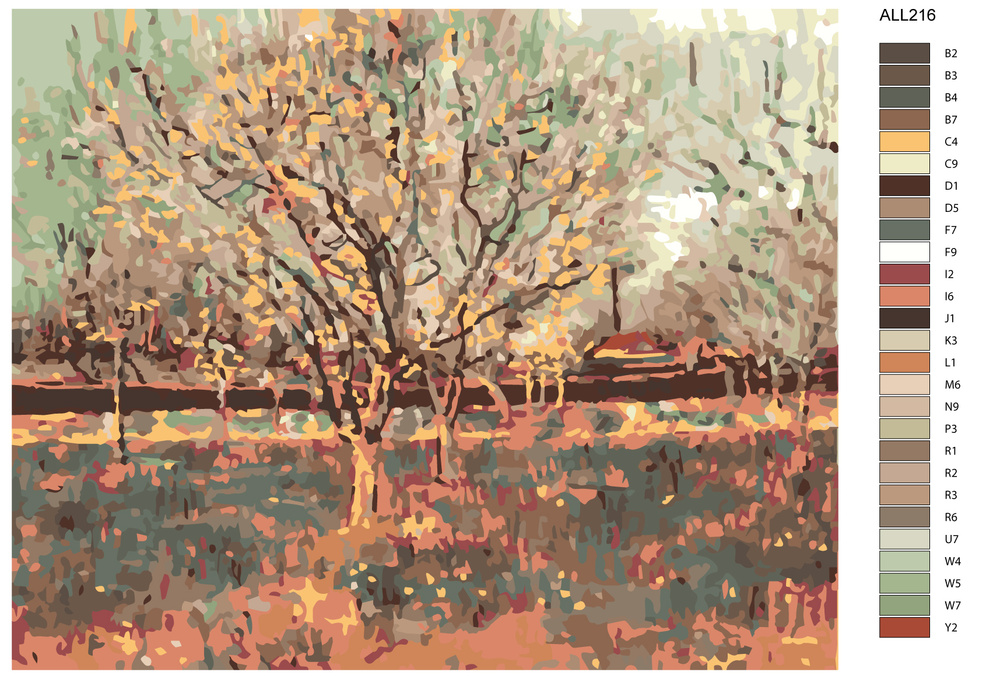 Картина по номерам на подрамнике на холсте "Фруктовый сад в цвету (сливы)" Ван Гог  #1