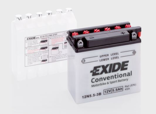 Аккумулятор EXIDE BIKE 12V 6AH 60A (JIS) 121x61x131mm 1.7kg для мотоциклов, скутеров, мопедов  #1