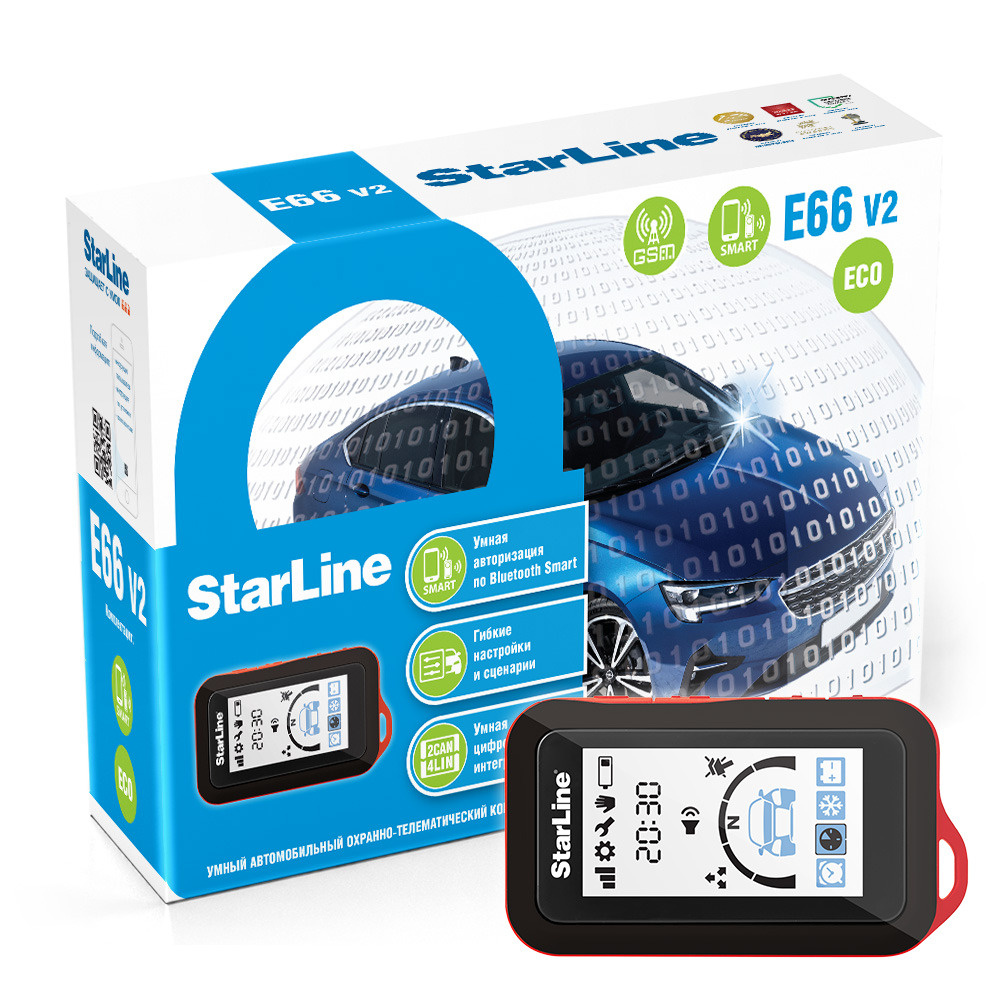 Охранно-телематический комплекс StarLine E66 v2 BT ECO 2CAN+4LIN GSM #1