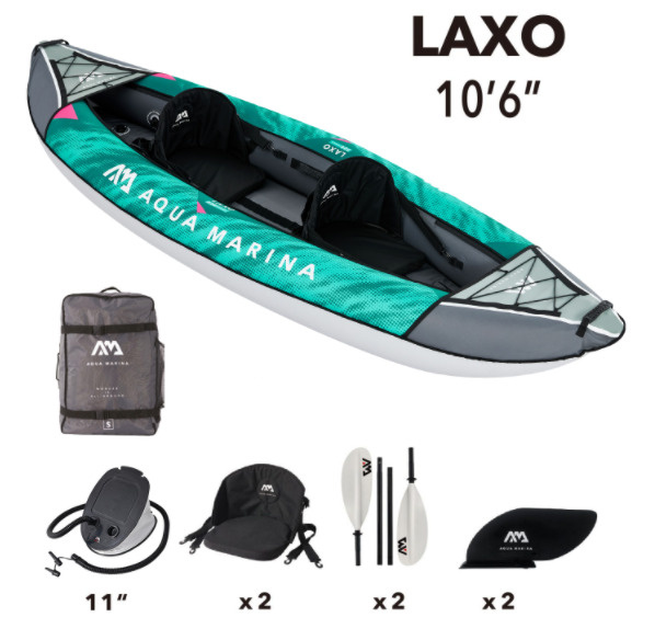 Каяк надувной AQUA MARINA Laxo-320 10'6" S23 двухместный с веслами (320 ...