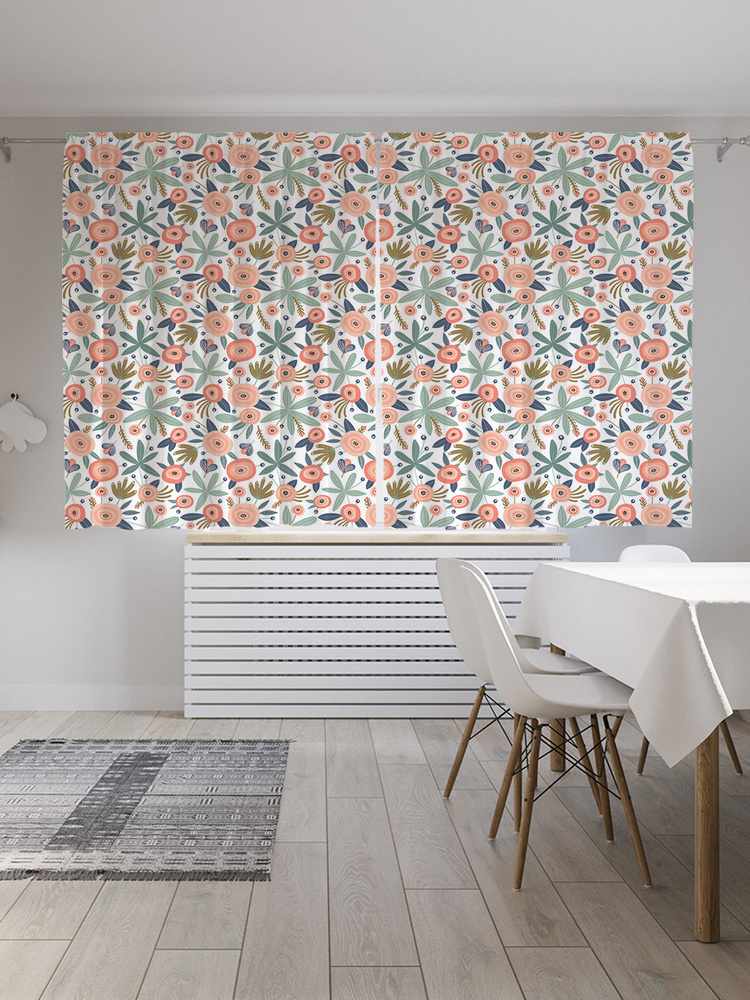 Фотошторы для кухни и спальни JoyArty "Креативные цветы", 2 полотна со шторной лентой шириной по 145 #1