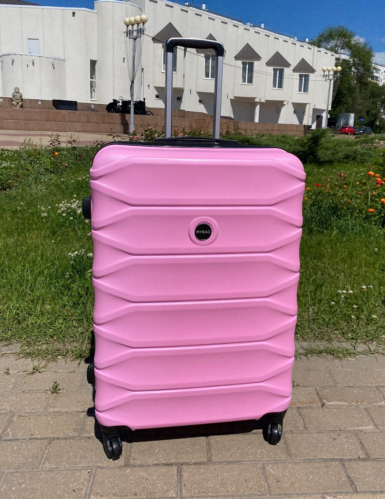 Чемодан большой розовый из полипропилена чемодан размер L  #1