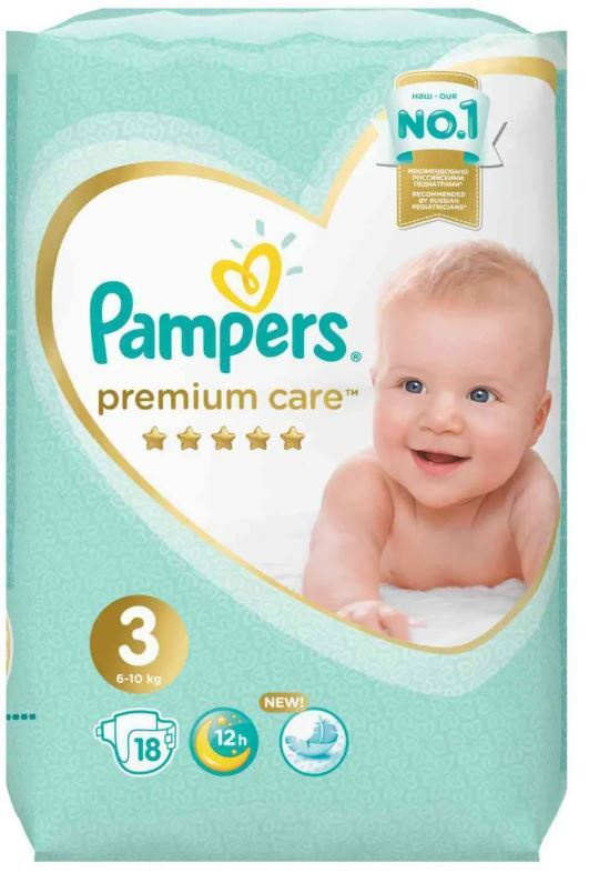 Подгузники Pampers Premium Care размер 3 6-10 кг, 18 шт. #1