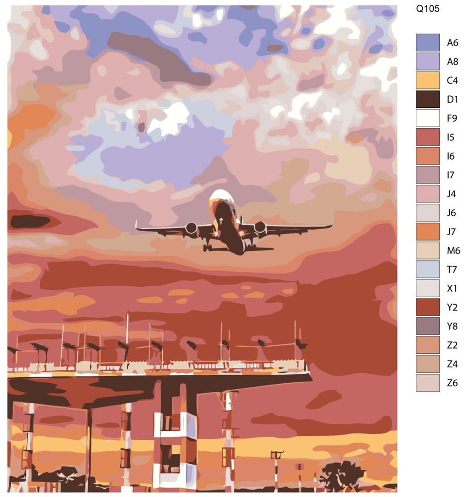 Картина по номерам Q105 "Самолет в небе" 40x50 #1
