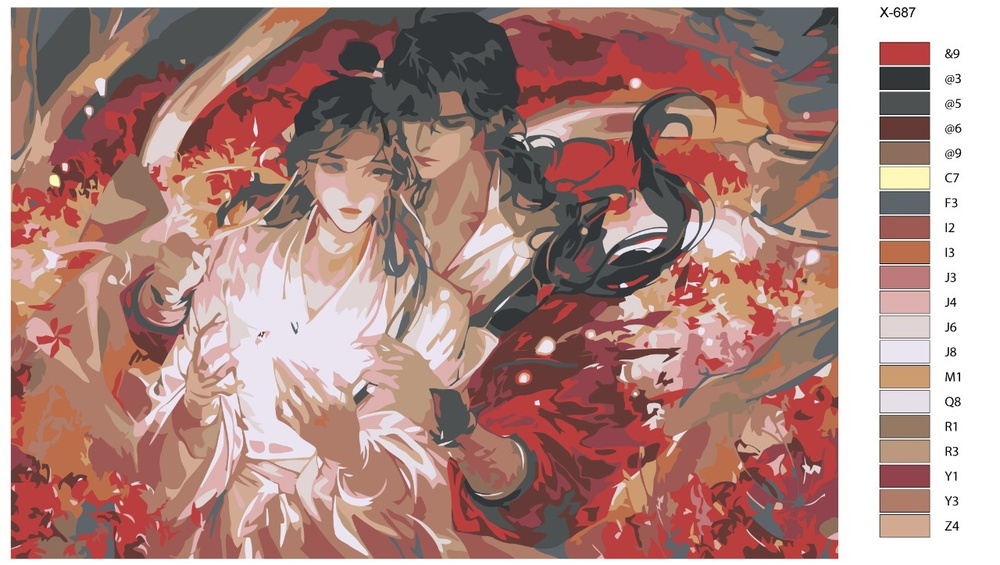 Картина по номерам X-687 "Аниме - Благословение небожителей. Чэн Хуа и Лянь Се" 60х90  #1