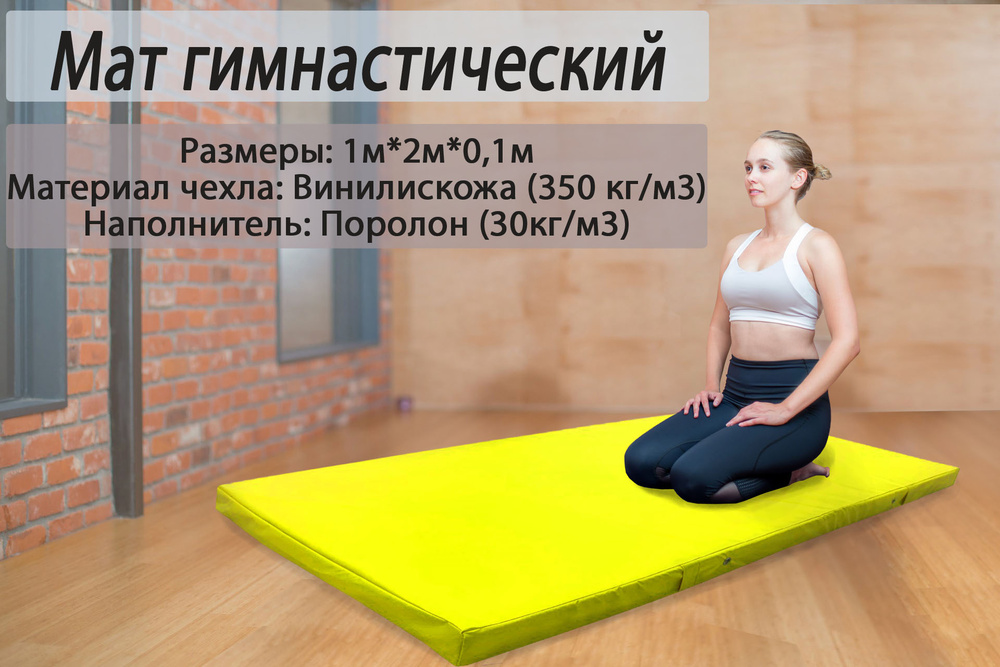 Мат гимнастический 1*2*0,1 м, винилискожа + поролон 30 кг/м3 #1