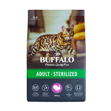 Mr.Buffalo сухой корм для стерилизованных кошек Курица 400гр.  #1