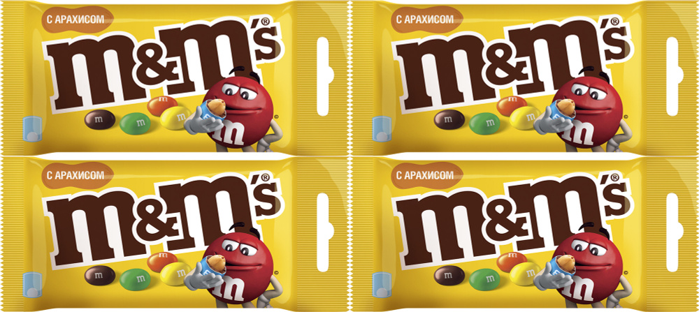 Драже M&Ms с арахисом 45 г, комплект: 4 упаковки по 45 гр. #1