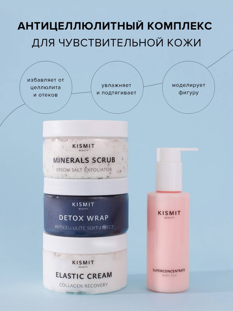 KISMIT Beauty / All Soft Complex / Подарочный Антицеллюлитный набор для тела 4 в 1: Обертывание, Скраб, #1