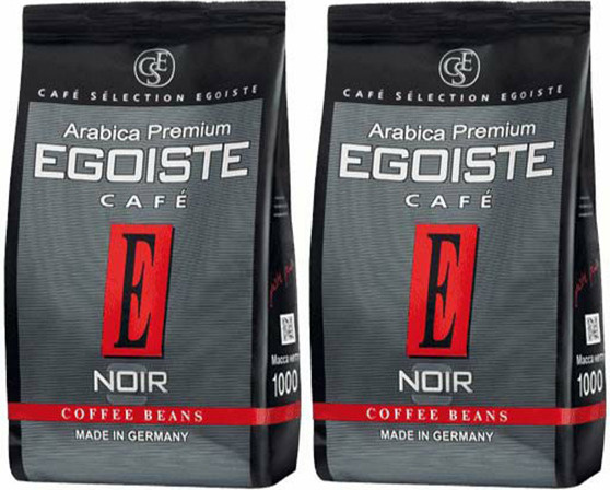 Кофе Egoiste Noir Arabica Premium в зернах 1 кг, комплект: 2 упаковки по 1 кг  #1