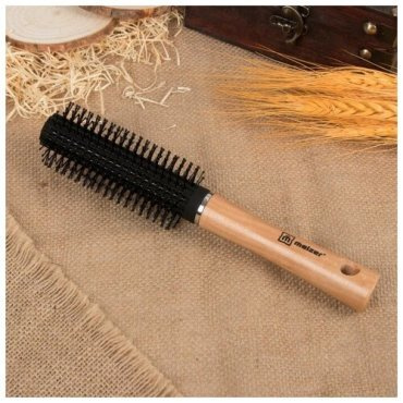 Meizer Расческа для волос большая круглая с деревянной ручкой  #1